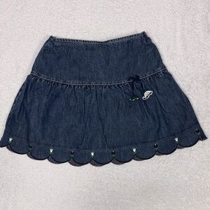 Gymboree prep club tulip Blue Denim Skort with turtles girls 8